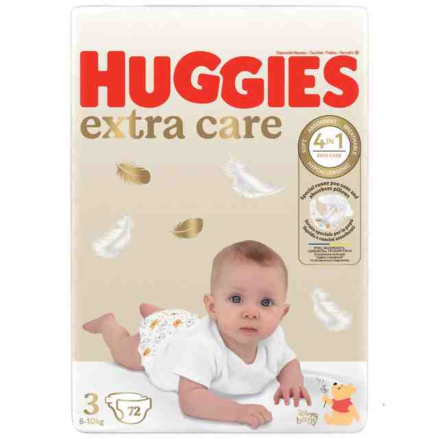 HUGGIES пелени Extra Care 3, 5-9 кг, 72 броя