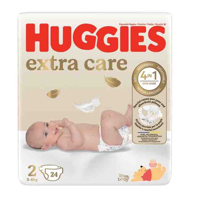 HUGGIES пелени Extra Care за новородено, размер 2, от 4-6 кг., 24 бр.