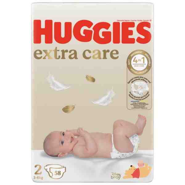 HUGGIES пелени Extra Care за новородено, размер 2,от 4-6 кг., 58 бр.