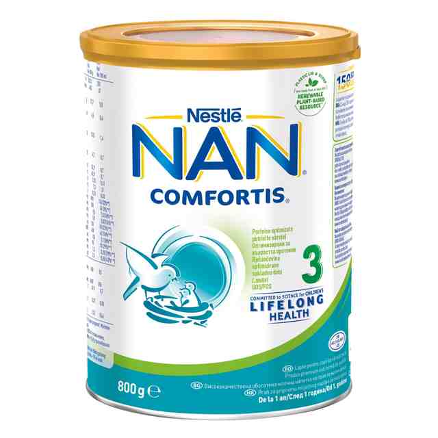 Nestle NAN Comfortis 3 Висококачествено обогатено преходно мляко на прах за малки деца, след 12-ия месец 800 гр.