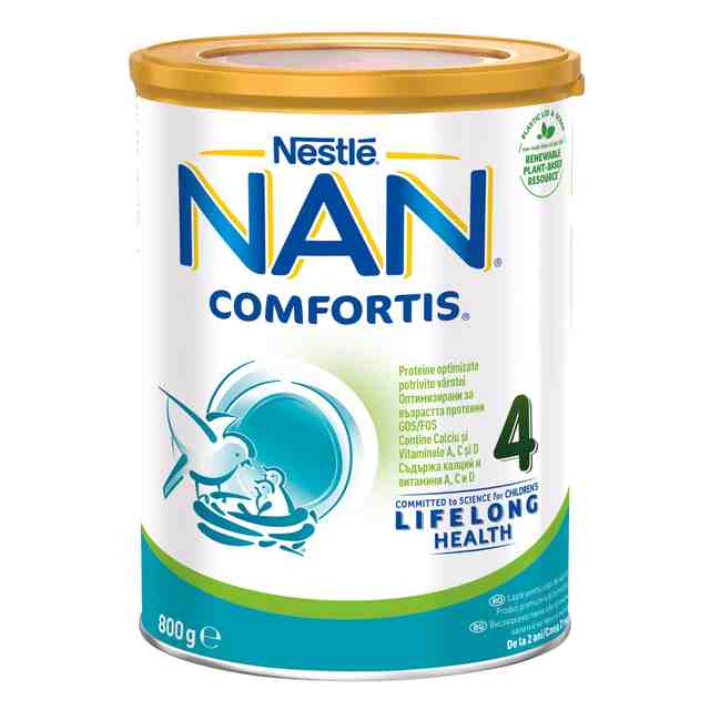 Nestle NAN Comfortis 4, Висококачествено обогатено преходно мляко на прах за малки деца, след 2-рата годинка, 800 гр.