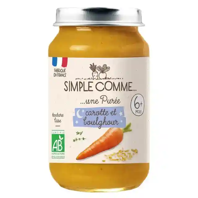 Simple Comme Bio пюре Лека нощ Моркови и булгур от 6м, 190 гр