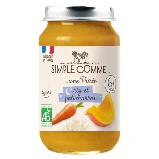 Simple Comme Bio пюре Лека нощ Тиква, моркови и ориз от 6м, 190 гр