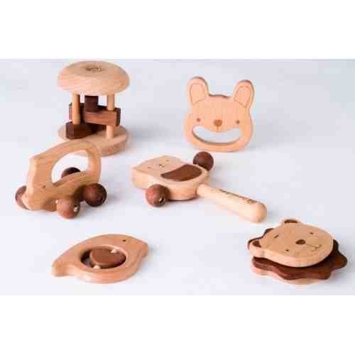 AcoolToy Бебешки комплект от дървени играчки – 6 броя