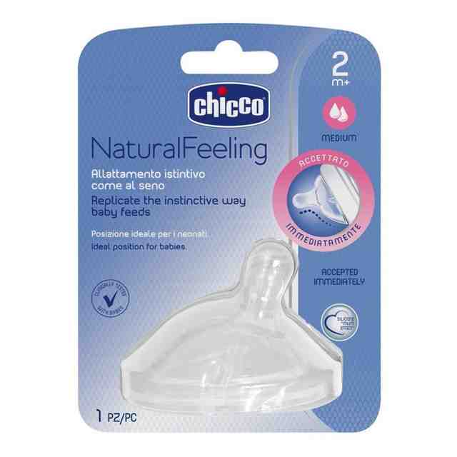 Chicco Биберон Natural Feeling -2 капки 2м+ 1 бр.