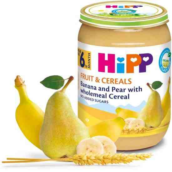 HIPP БИО Круша и банан с пълнозърнести култури 190гр. от 6 месец