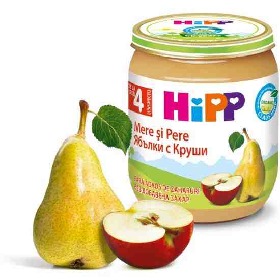 HIPP БИО пюре Круши с ябълки 125гр. след 4 месец