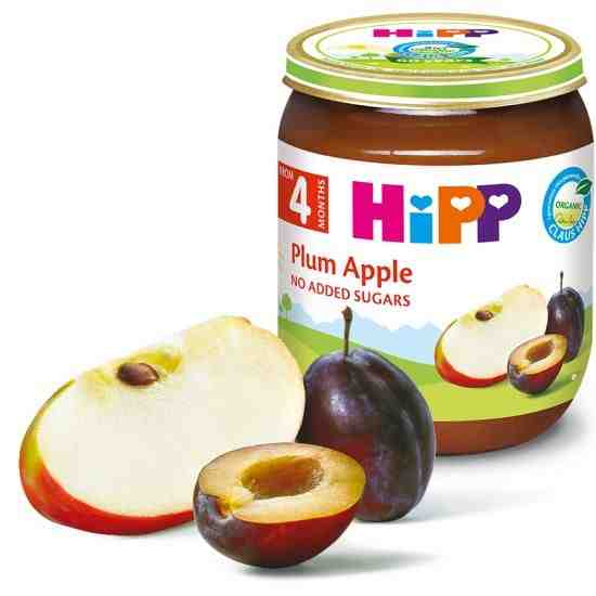 HIPP БИО пюре Сливи и ябълки 125гр. след 4 месец