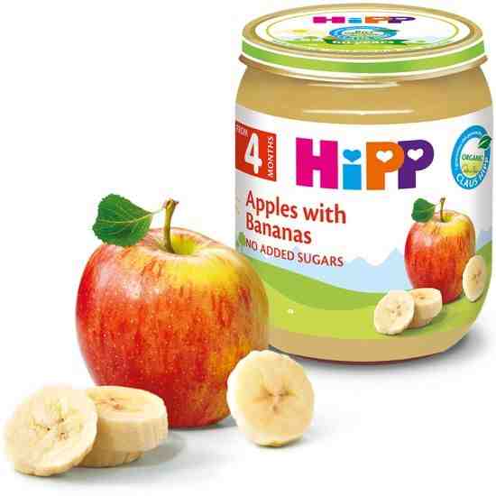 HIPP БИО пюре Ябълки с банани 125гр. след 4 месец