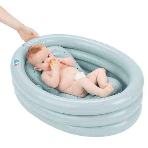 Babymoov Надуваема бебешка вана, синя с подложка за къпане