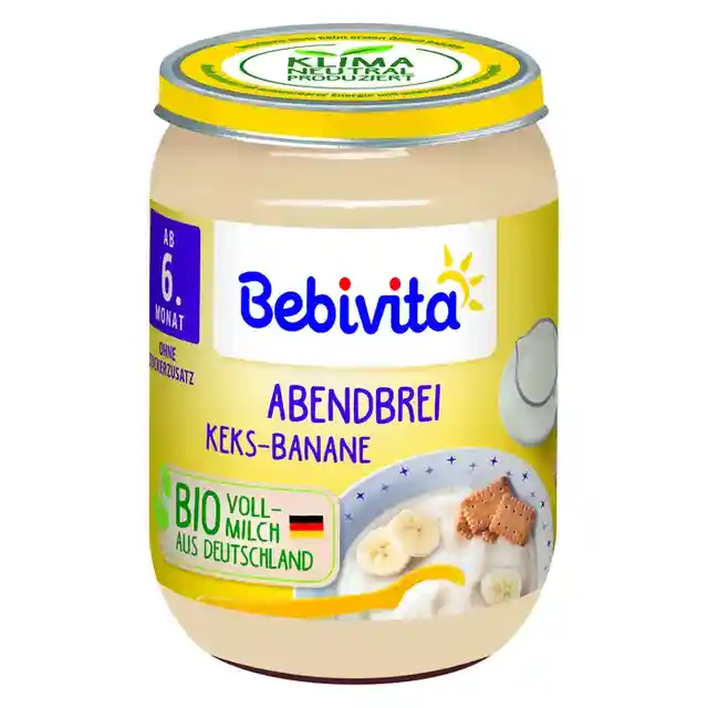 Bebivita Био Млечна каша Лека нощ бисквити с банан 190 гр.