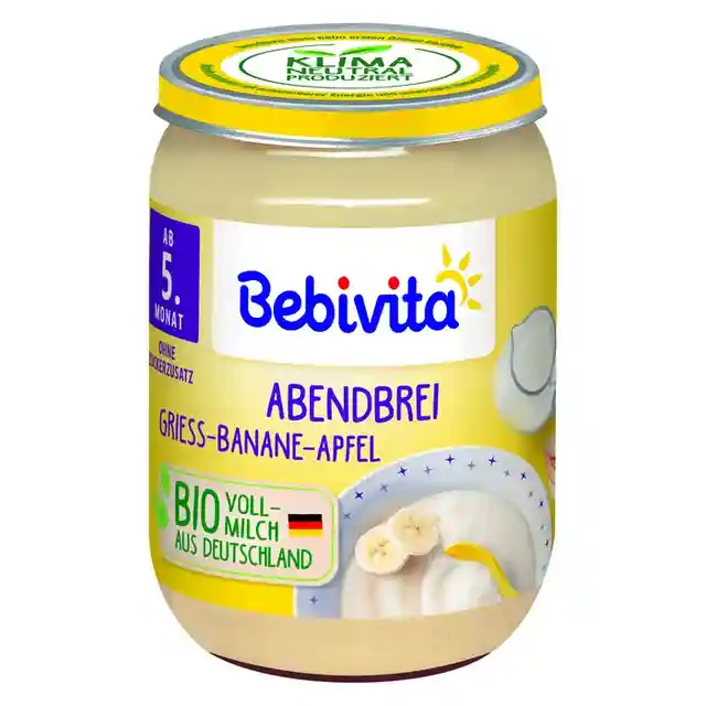 Bebivita Био Млечна каша Лека нощ грис, банан и ябълка с мляко 190 гр.