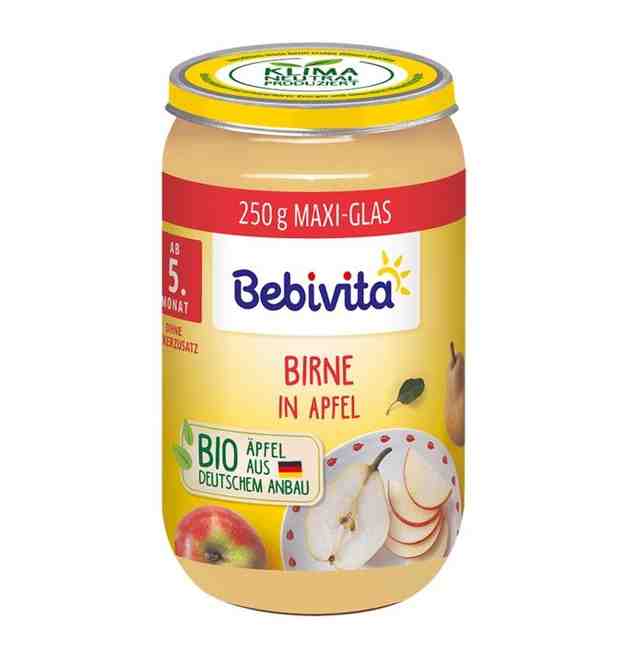 Bebivita Био плодово пюре Круша и ябълка 250 гр. от 5м.