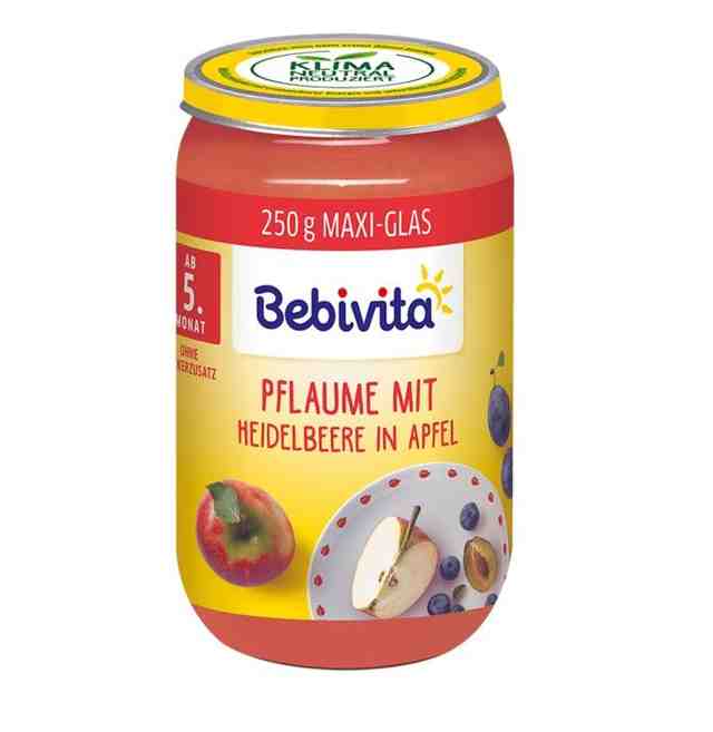 Bebivita Био плодово пюре слива с боровинка и ябълка 250гр. от 5м.