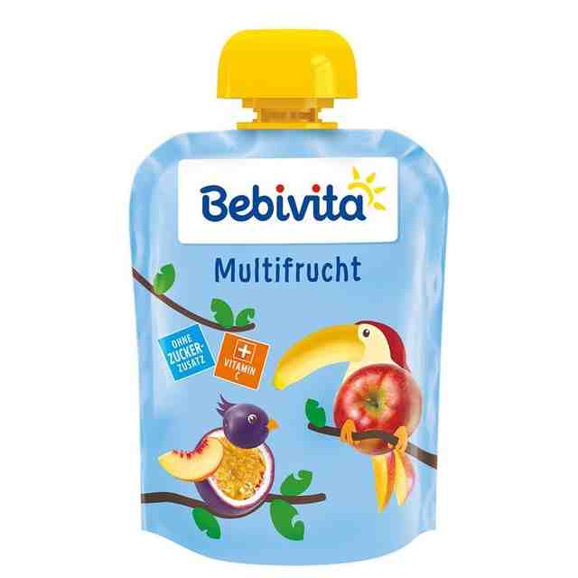 Bebivita Плодова закуска-пауч мултиплод 90 гр. от 1 год.