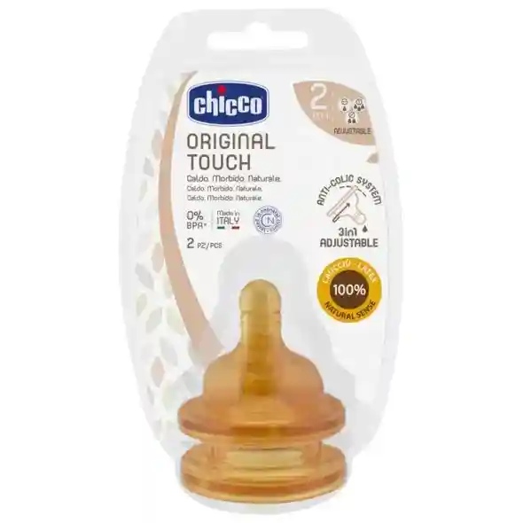 Chicco Биберон каучук Original Touch 2 м+, комбиниран, 2 бр.