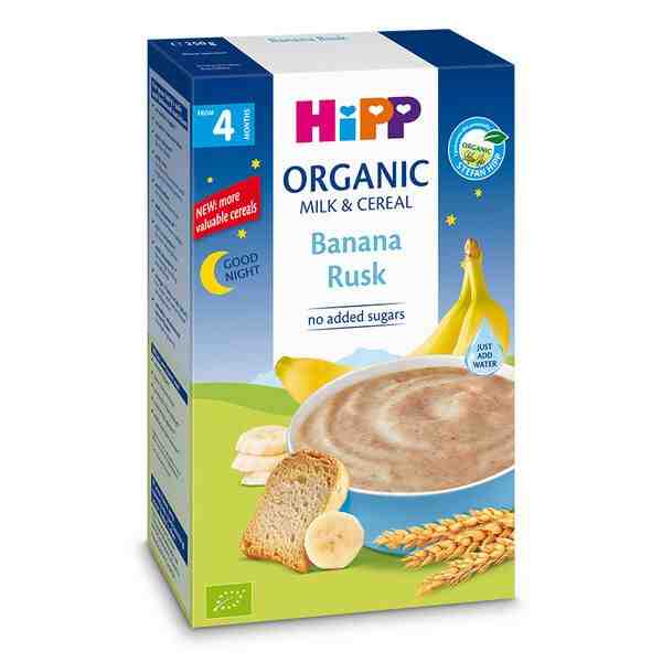 HiPP БИО млечна каша "Лека нощ" с банан и сухар след 4 месец