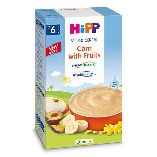 HiPP Пребиотик млечна каша царевица с плодове от 6 месец