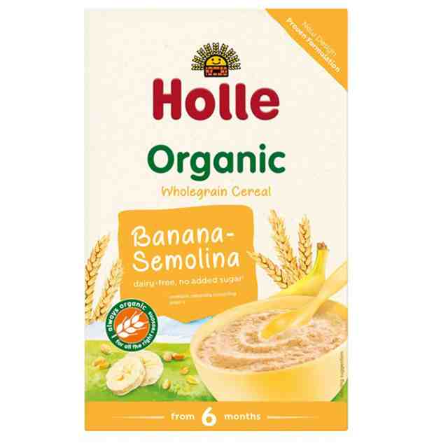 HOLLE Био плодова каша банан и грис 250 гр. от 6 месец