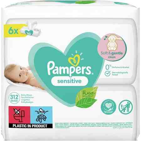 Pampers Бебешки мокри кърпички Sensitive 6x52 бр.