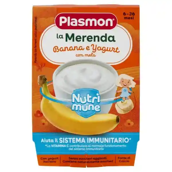 Plasmon Млечна закуска Nutri-Mune банан и йогурт от 6м, 2х120гр.